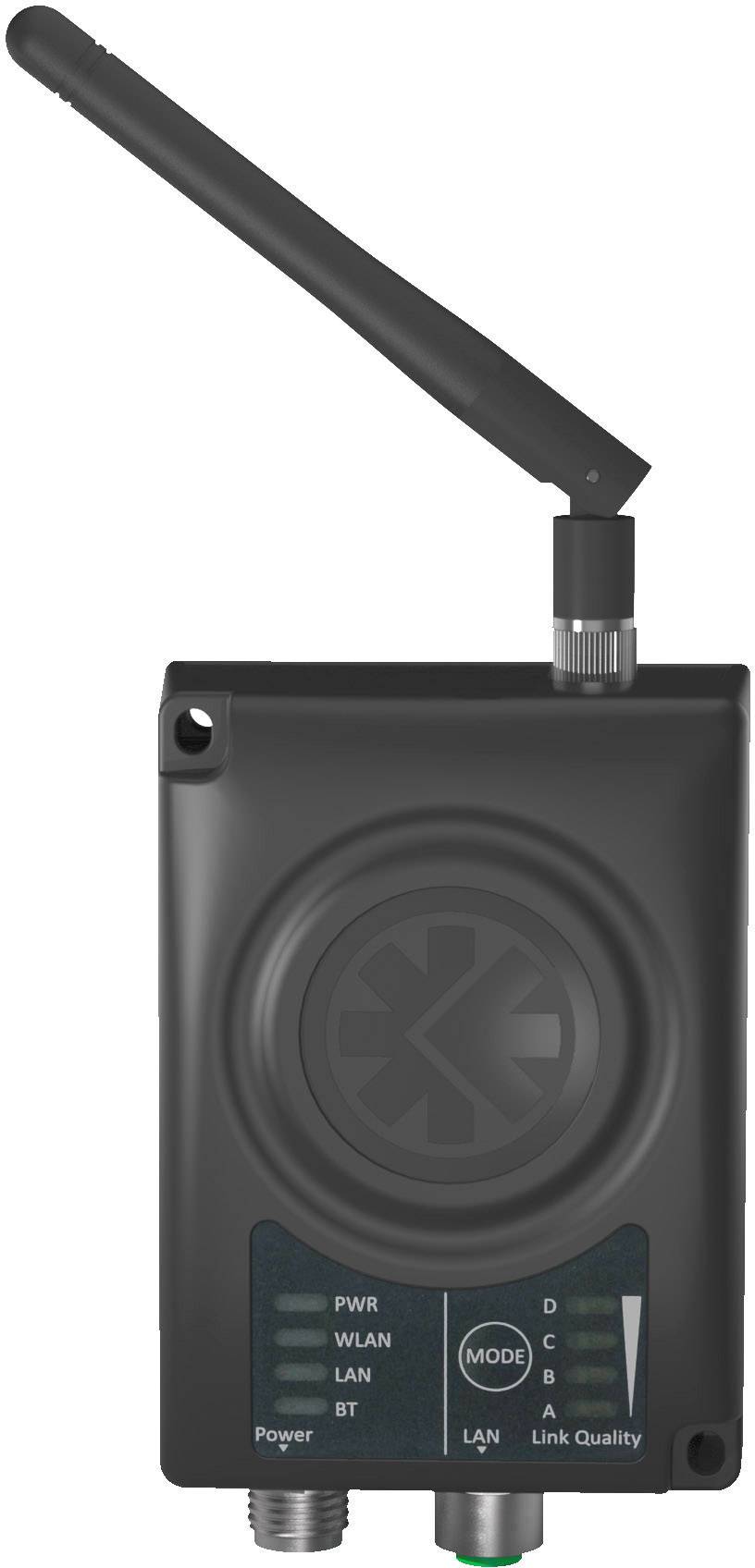 A Wi-Fi router with an antenna, multiple ports and LED indicators showing the status of Power, Wi-Fi, LAN and Bluetooth.