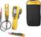 'Multimeter, infrared thermometer and voltage detector in yellow carry case.'