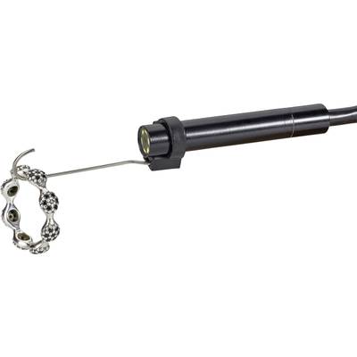 'Dental instrument with an illuminated handle and a ring-shaped attachment with curved tips, suitable for dental applications.'