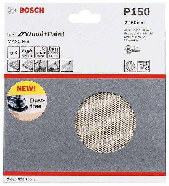 Bosch Accessories M480 2608621165 Router sandpaper Grit size 150 (Ø) 150 mm 5 pc(s)-1