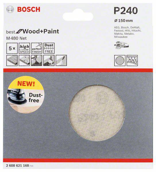 Bosch Accessories M480 2608621168 Router sandpaper Grit size 240 (Ø) 150 mm 5 pc(s)-1