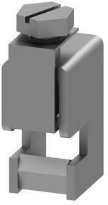 A grey 3D model of a rectangular plastic clip or holder with a screw on top. Used for fastenings or attachments.