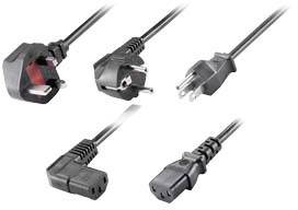 Five different network cables with varied plug types and shapes, demonstrating country-specific compatibility.