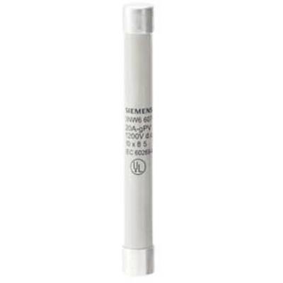 A white cylindrical Siemens fuse marked '5SW8' with a UL mark, used for electrical protection.