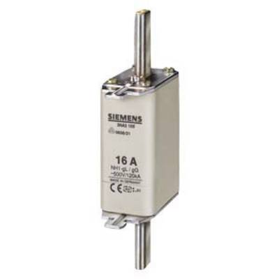 'Safety fuse, 16 A, 500 V, by Siemens, depicted in vertical arrangement. Suitable for electrical protective circuits.'