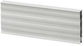 A ribbed, silver metal profile in a rectangular shape, which may be used as a building material or decorative element.