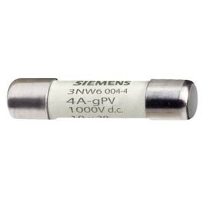 Siemens fuse, type 3NW6 004-4, 4 Ampere, 1000 Volt DC, metallic end caps, cylindrical.