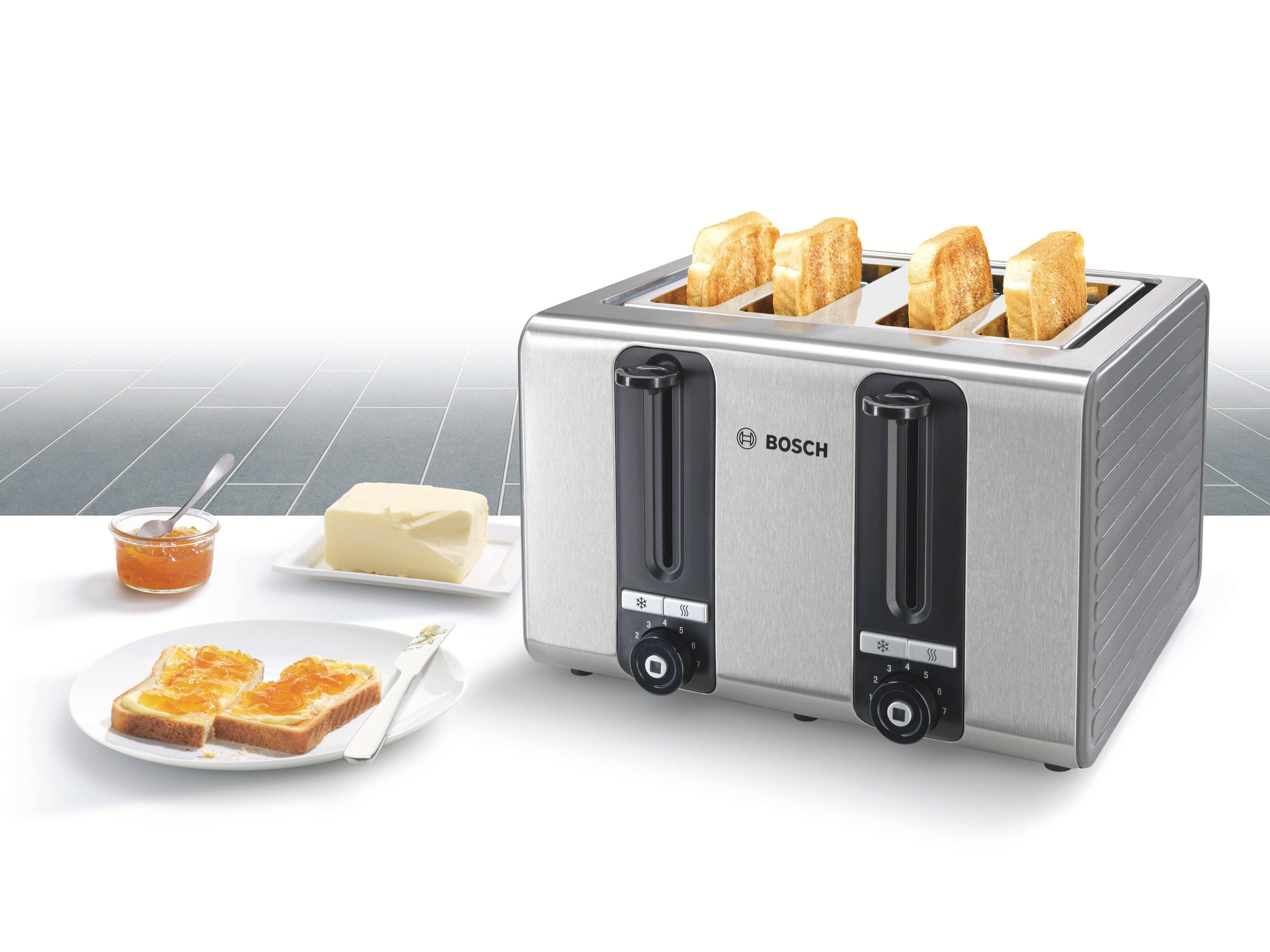 Image of Bosch Haushalt TAT7S45 Toaster 4 burners, Toasting function Grey, Black