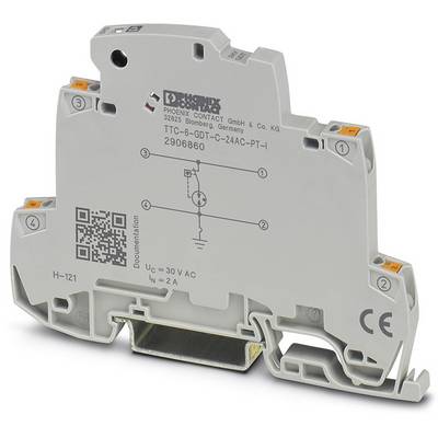 'Phoenix Contact Relay Module TTC-6-DT-C-24AC-PT-I, 30V AC, 6A' with circuit diagram and QR code for documentation.
