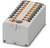 Grey, rectangular connection module with orange quick connectors in two rows, for easy wiring of multiple cables.