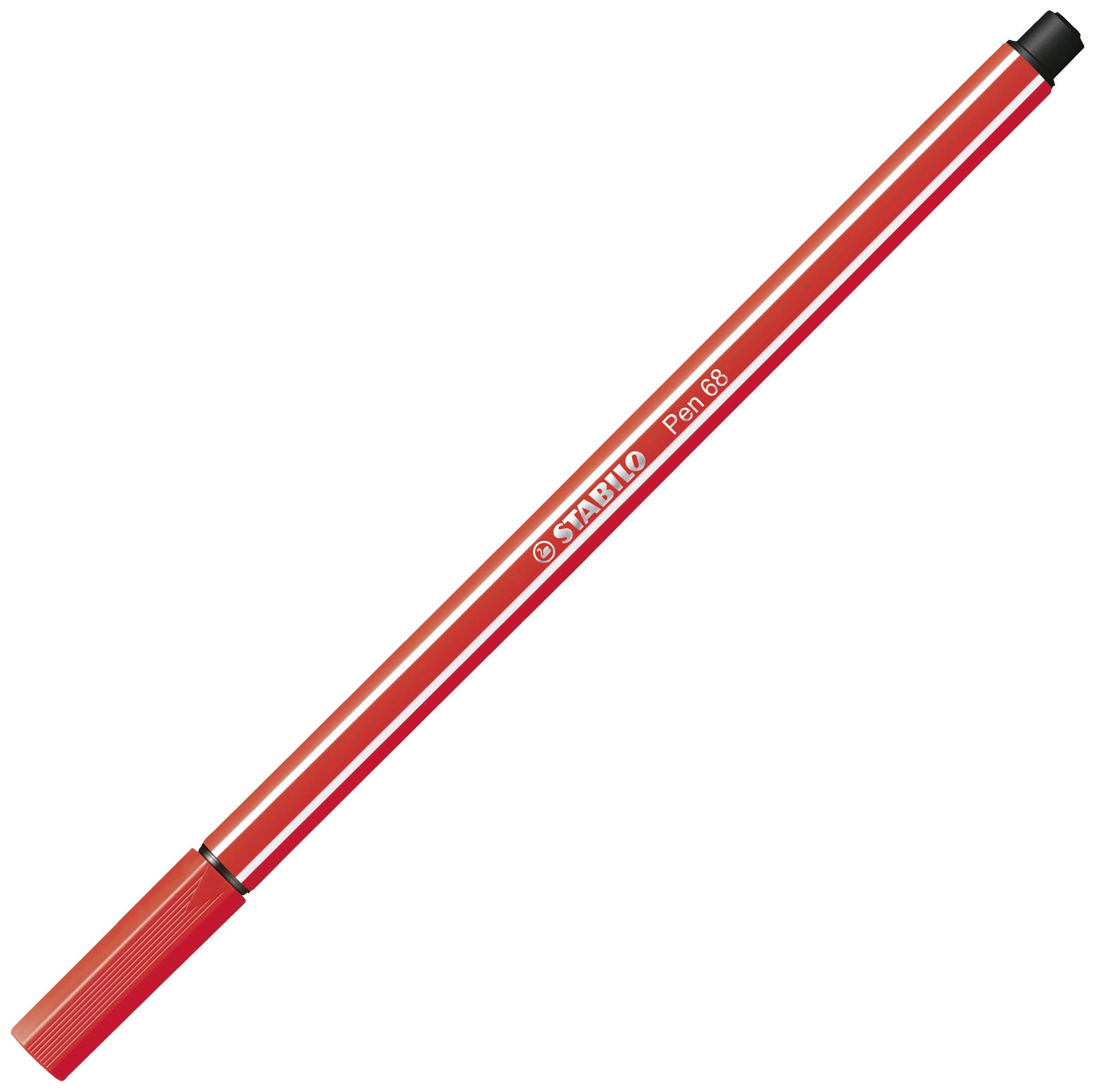 Red Stabilo felt-tip pen with a removable cap, suitable for drawing and writing.