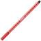 Red Stabilo felt-tip pen with a removable cap, suitable for drawing and writing.
