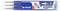 Three blue gel pens with the inscription 'Pilot FriXion 0.5 mm'. Packaging displays barcodes and product information.
