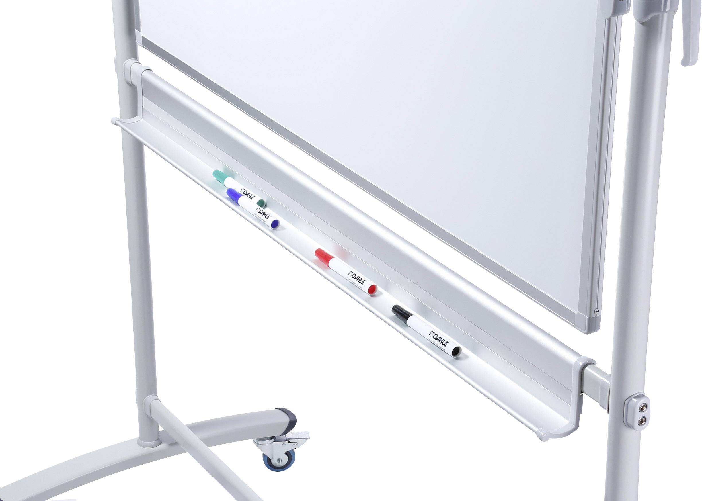 Beraadslagen Politiebureau Eed Dahle Mobile whiteboard (W x H) 120 cm x 180 cm White Painted Flippable,  Usable on both sides, Incl. tray, Incl. caster | Conrad.com