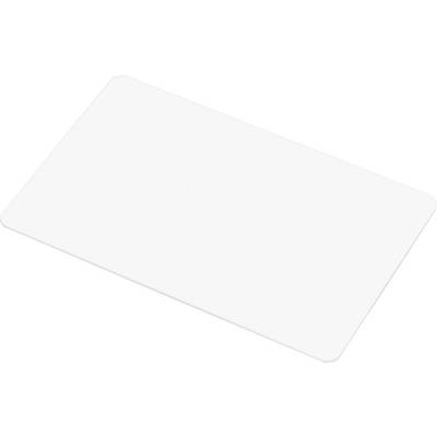 A blank white rectangular card, viewed at an angle from above, against a white background.
