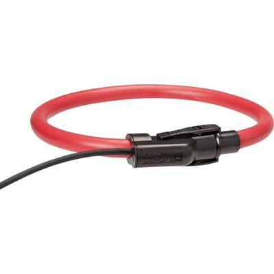 Red flexible current measuring device with black connection cable. Used for non-contact measurement of electrical currents.