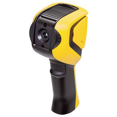 A handheld optical device with a yellow and black casing, likely used for thermal imaging or scanning.
