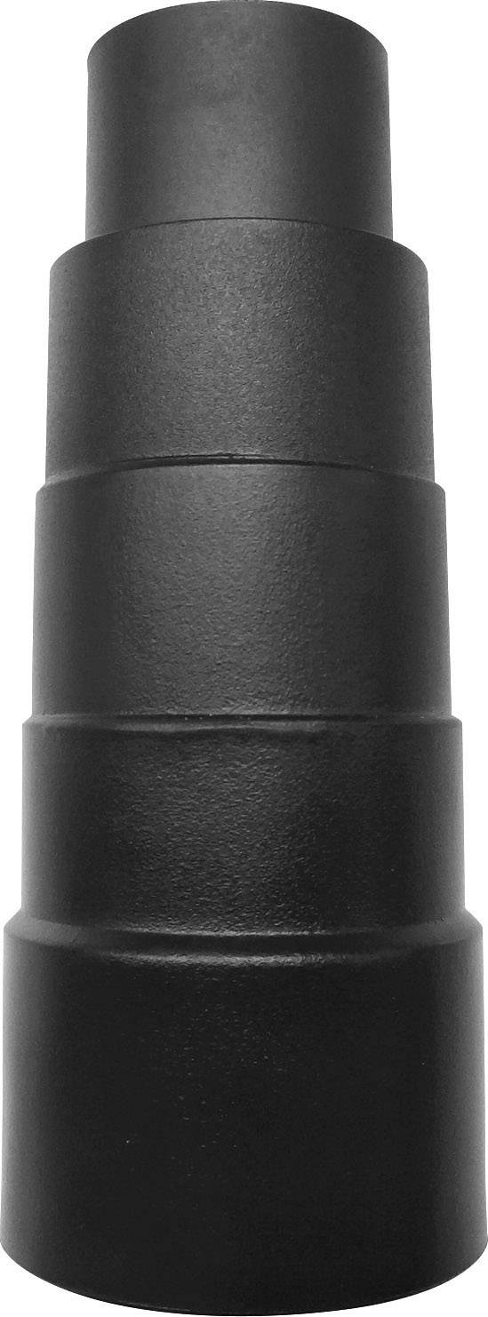Black, tiered plastic cone consisting of multiple circular segments increasing in size.