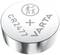 Silver button cell with 'CR2477 VARTA' inscription and a symbol indicating handling instructions for adults.