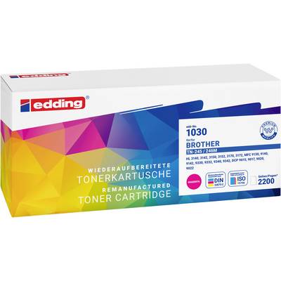 Packaging box for an Edding remanufactured toner cartridge, labeled 'edding' and 'BROTHER TN-245/246M', with '2200 pages' capacity.