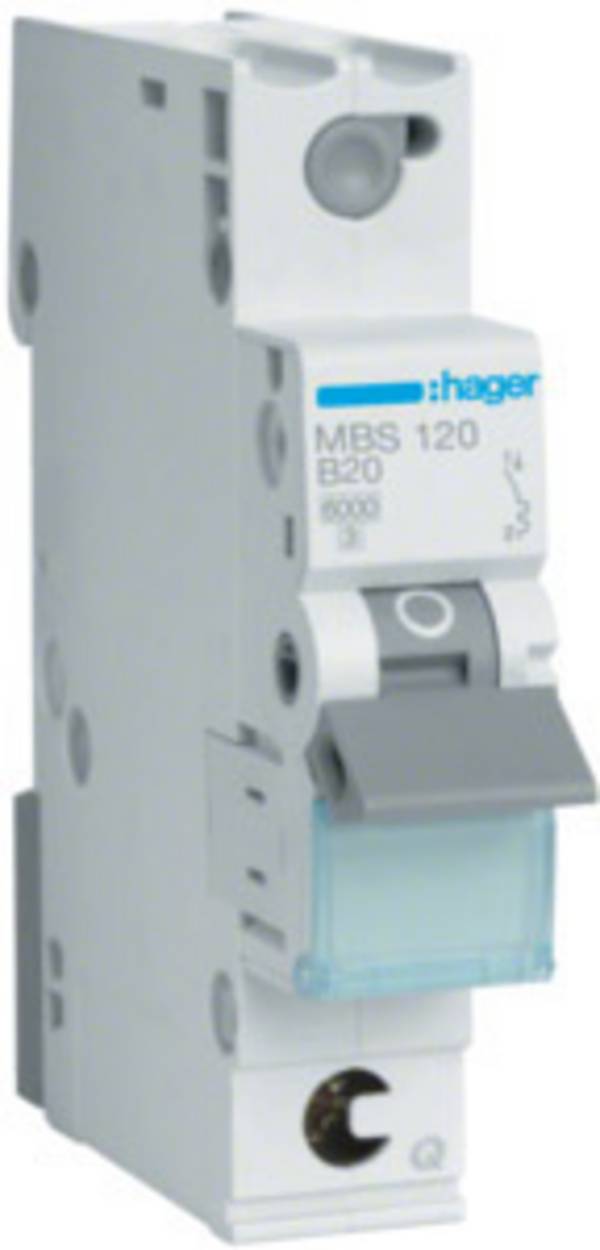 Hager MBS120 MBS120 Circuit breaker 1-phase 20 A 230 V, 400 V