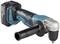 Cordless drill with side handle, blue-black-silver.
