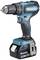Makita cordless drill driver, black and blue, with 18V and 5.0Ah battery. Suitable for DIY tasks, compact and cordless.