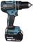 Makita cordless drill in blue and black with 18V lithium-ion battery, suitable for DIY tasks and construction projects.