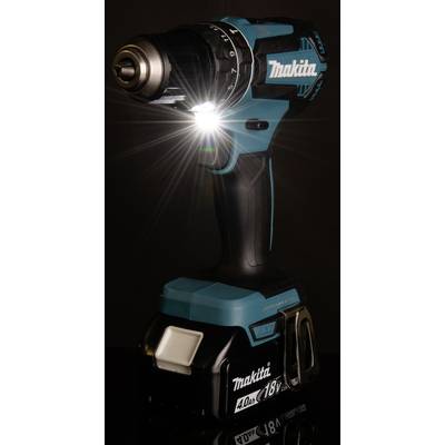 A blue 18-volt cordless drill with LED light, perfect for drilling and screwing in dark areas.