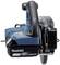 Blue Makita cordless circular saw, 18V Lithium-Ion model, side view. Suitable for wireless wood cutting.