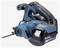 Cordless blue circular hand saw with an ergonomic handle and 18V battery. Ideal for cutting through wood or other materials.