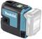 A blue, portable Makita laser levelling device with a visible battery on the side, suitable for precise measurement work.