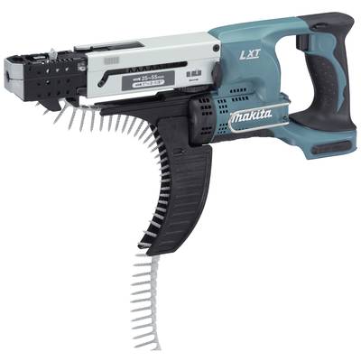 Makita cordless drill with magazine for quick-load screws, suitable for plasterboard work.