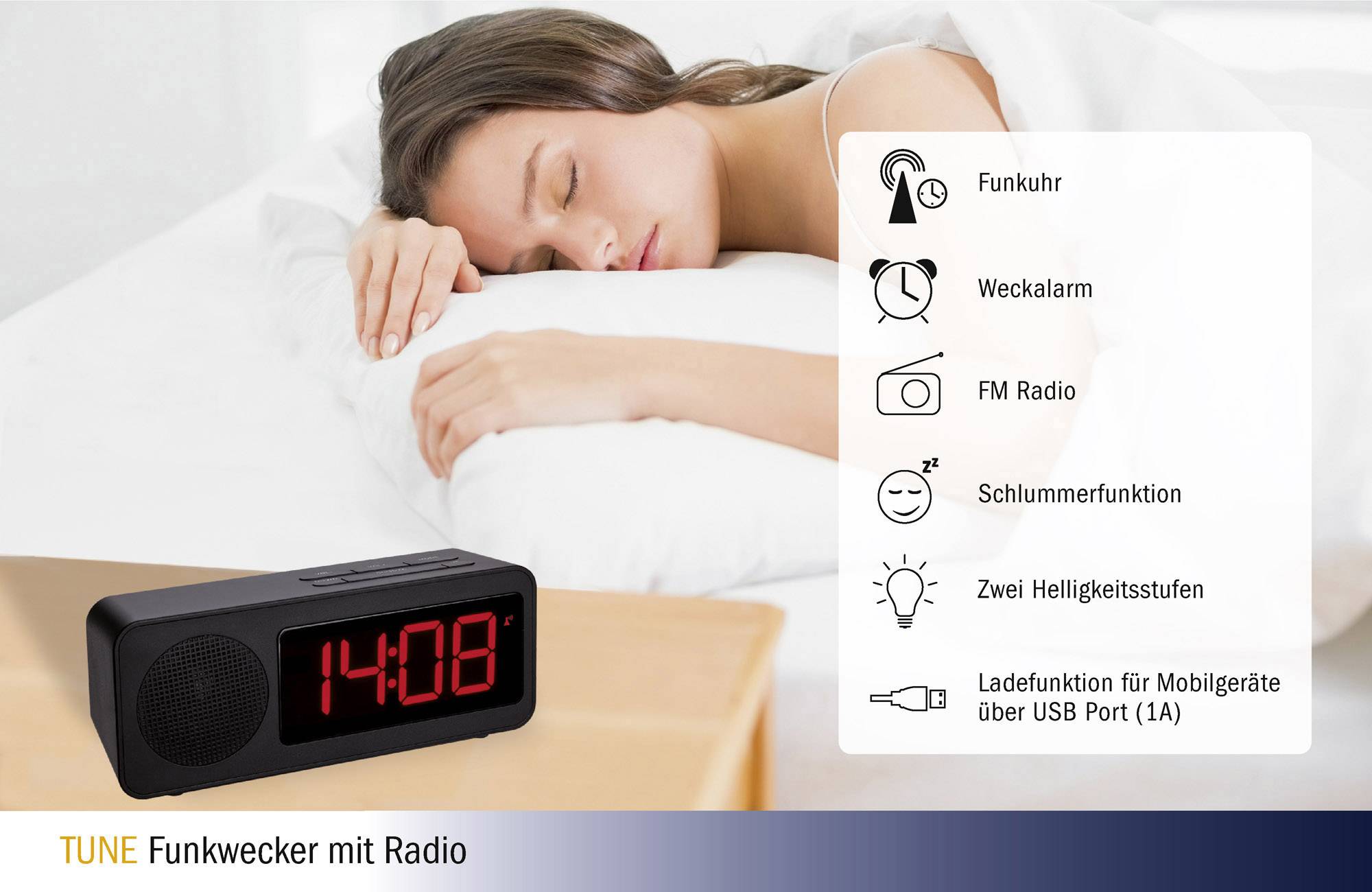 TFA Dostmann 60.2546.01 Radio Alarm clock Black Alarm times 1-2