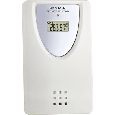 An external temperature sensor displays 'CH1 26.5°C 57%' on an LCD display. Type: 433 MHz Remote Sensor.