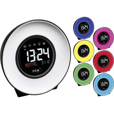 Image of TFA Dostmann 60.2023.02 Quartz Alarm clock White, Blue, Yellow, Green, Rose, Red, Light blue Alarm times 1 Large display