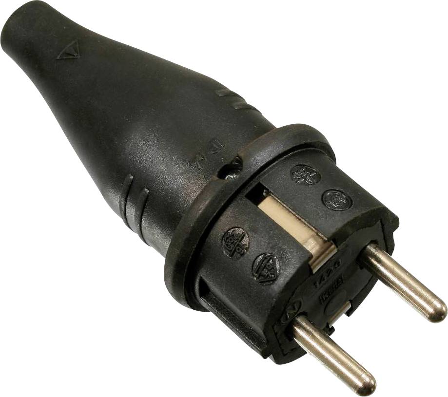 AS Schwabe 60412 Safety plug Solid rubber 230 V Black IP44-0