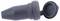 A black, round rubber capsule seal with a removable cap, suitable for waterproof sealing of electrical connections.