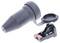 A black plug adapter with a protective cap and an exposed fuse component beside it. Suitable for industrial applications.