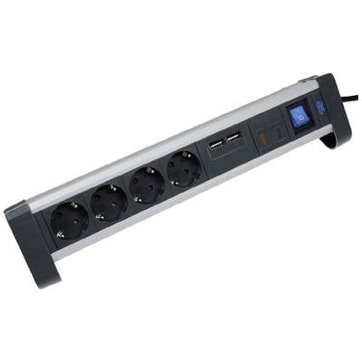 Image of AS Schwabe 18361 Power strip (+ switch) Black, Silver PG connector 1 pc(s)