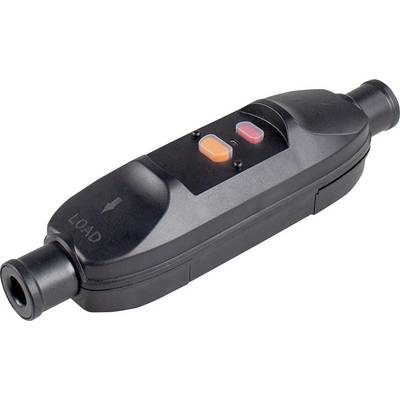 Electronic device with two buttons and arrow labelling 'LOAD'. Used for controlling connections or systems.