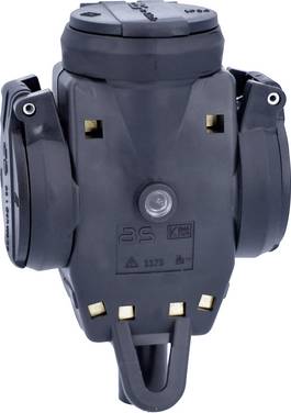 AS Schwabe 60455 3-way connector Solid rubber  230 V Black IP44