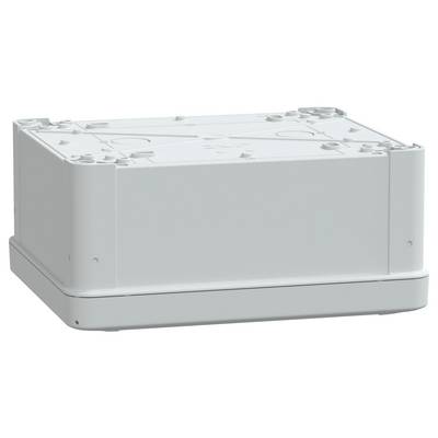 A light gray rectangular plastic junction box with a flat top and slightly beveled edges, used for housing electrical connections.