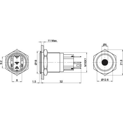 TRU COMPONENTS TC-7494792 TC-GQ16-KF-11ZD/J/W/12V/S Tamper-proof pushbutton 48 V DC 2 A 1 x Off/On latch White IP65 1 pc-2