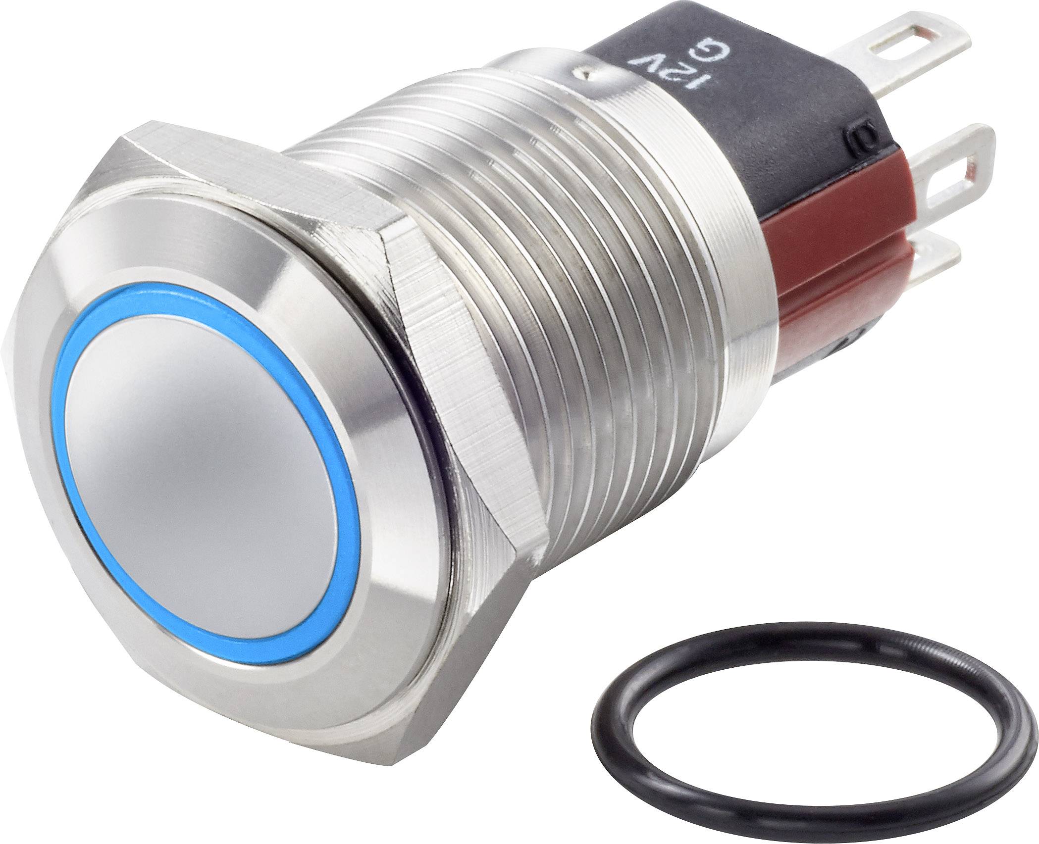 TRU COMPONENTS TC-7494840 TC-GQ16-KF-11E/J/B/12V/S Tamper-proof pushbutton 48 V DC 2 A 1 x Off/(On) momentary Blue IP65 -0