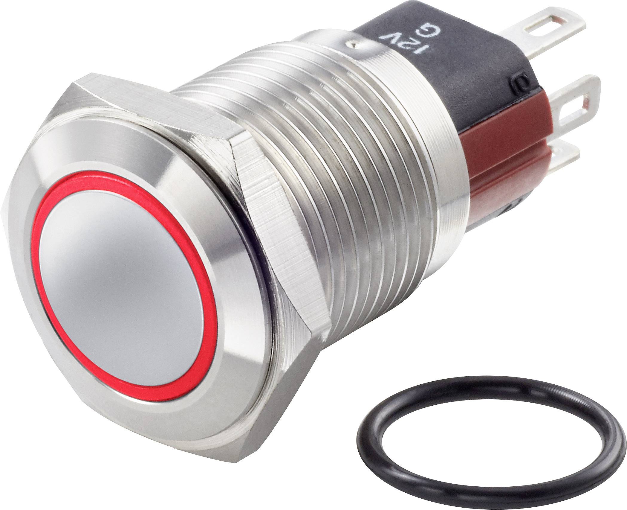 TRU COMPONENTS TC-7494852 TC-GQ16-KF-11ZE/J/R/12V/S Tamper-proof pushbutton 48 V DC 2 A 1 x Off/On latch Red IP65 1 pc(s-0