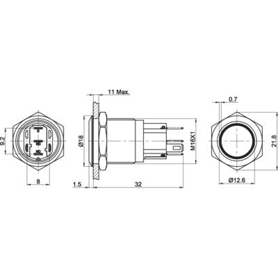 TRU COMPONENTS TC-7494896 TC-GQ16-KF-11ZE/J/B/12V/A Tamper-proof switch 48 V DC 2 A 1 x Off/On latch Blue IP65 1 pc(s)-2