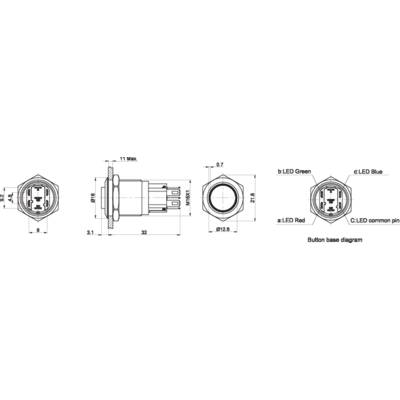 TRU COMPONENTS TC-7495048 TC-GQ16-KH-11E/J/41RGB/12V/S Tamper-proof pushbutton 48 V DC 2 A 1 x Off/(On) momentary Red , -2