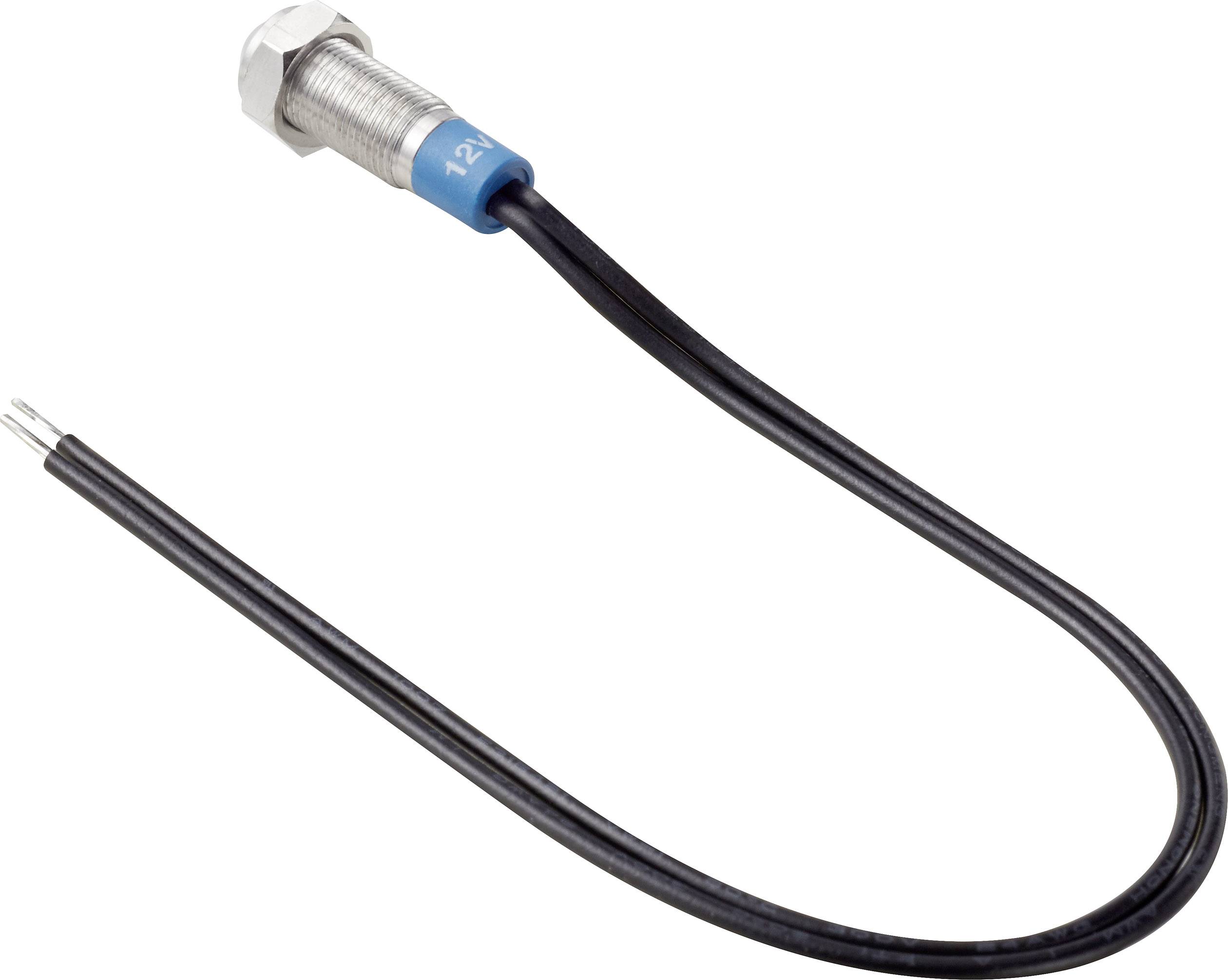 Metallic proximity sensor with black cable, suitable for detecting objects without direct contact.