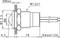 Technical drawing of a cylindrical sensor with dimensions: total length approx. 150 mm, diameter 4.5 mm, M2 thread.
